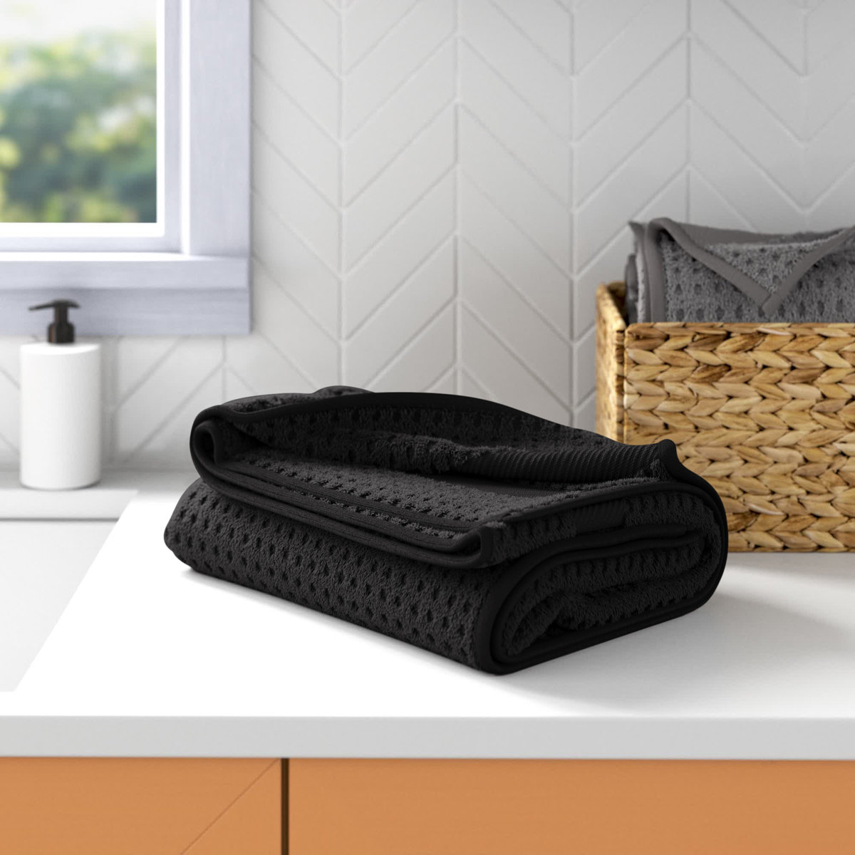 Annistyn Cotton Waffle Dish Cloth Kitchen Towel (Set of 4)